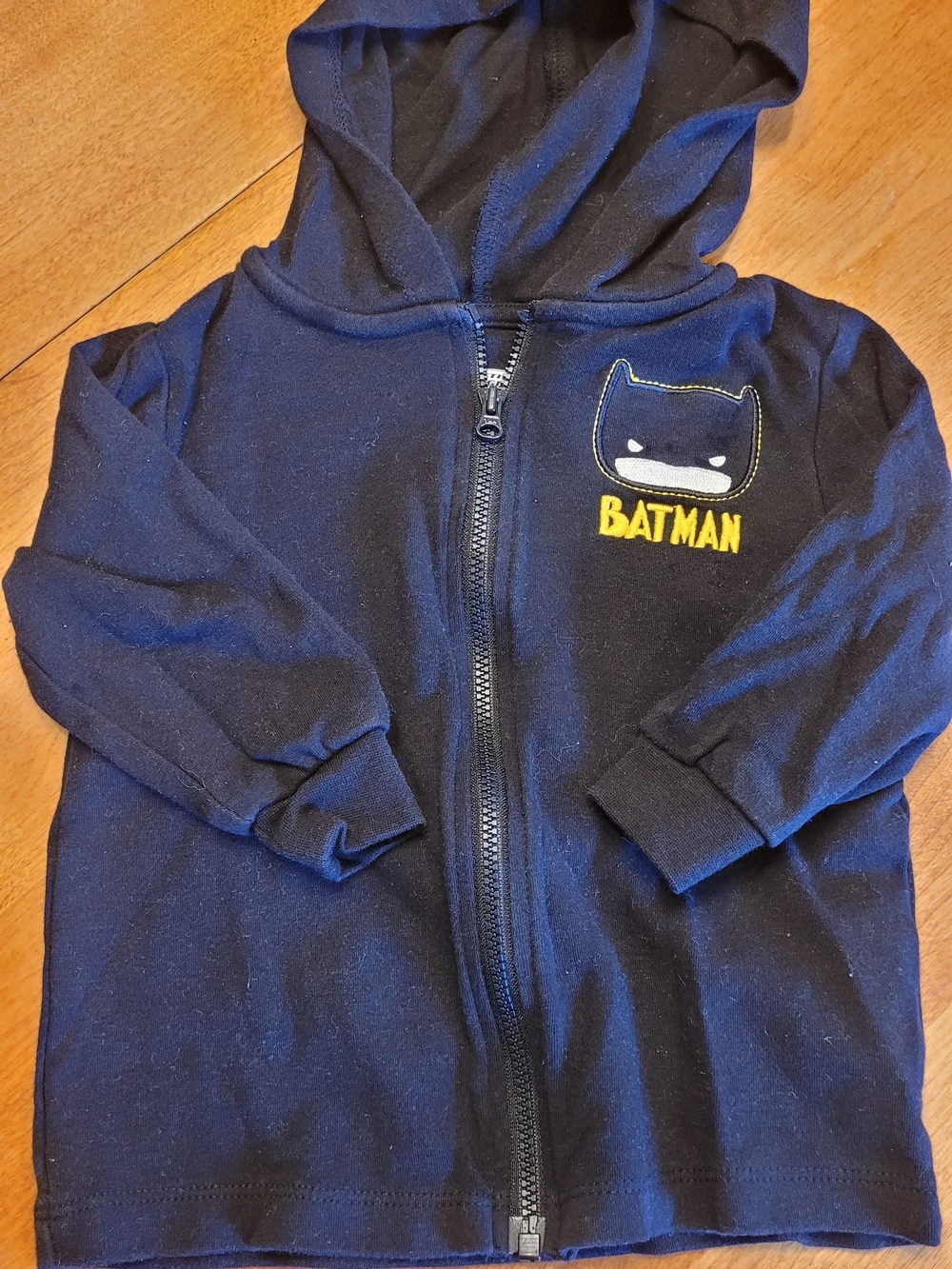 Kids Batman Black Zip Hoodie with Chest Patch